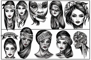 Frau mit Bandana über dem gesicht tattoo idea