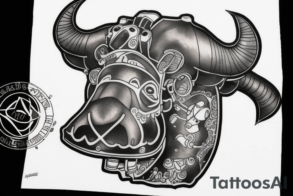 Rebreather with an OX as the diver tattoo idea