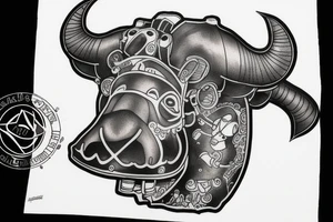 Rebreather with an OX as the diver tattoo idea