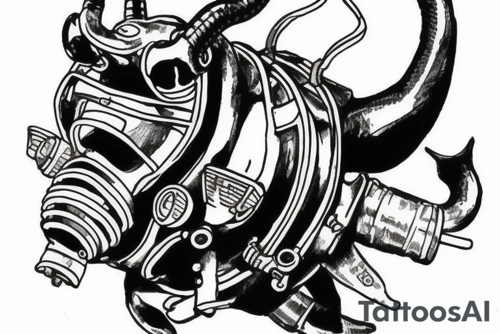 Rebreather with an OX as the diver tattoo idea
