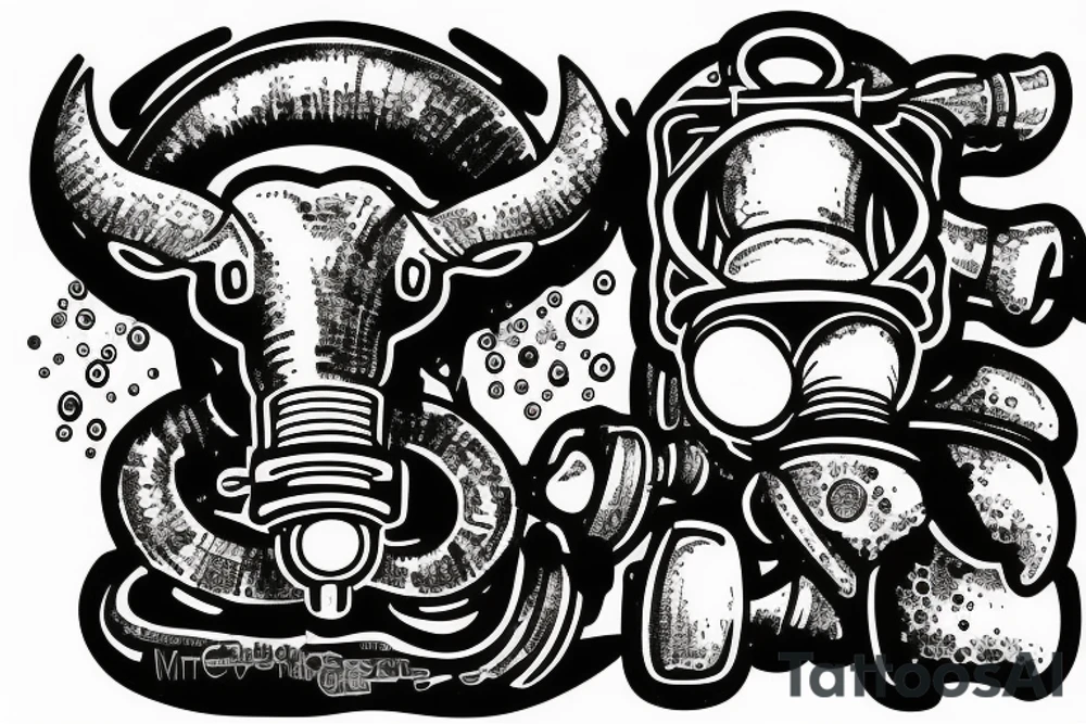 Rebreather with an OX as the diver tattoo idea
