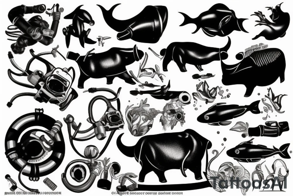 rebreather diving with an OX as the diver tattoo idea