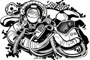 rebreather diving with an OX as the diver tattoo idea