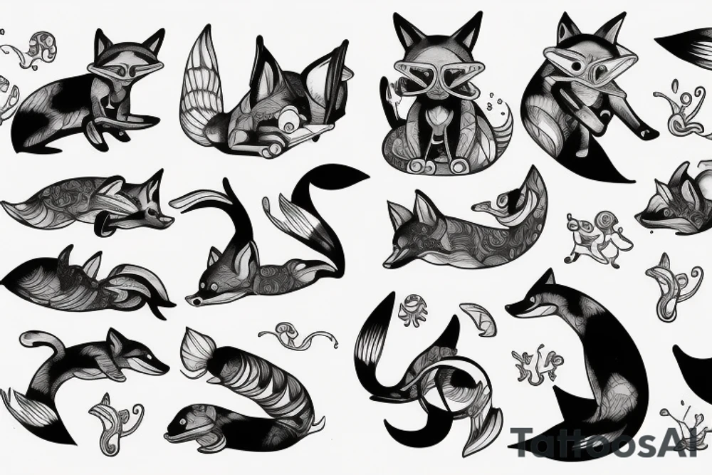 Scuba diving Fox tattoo idea