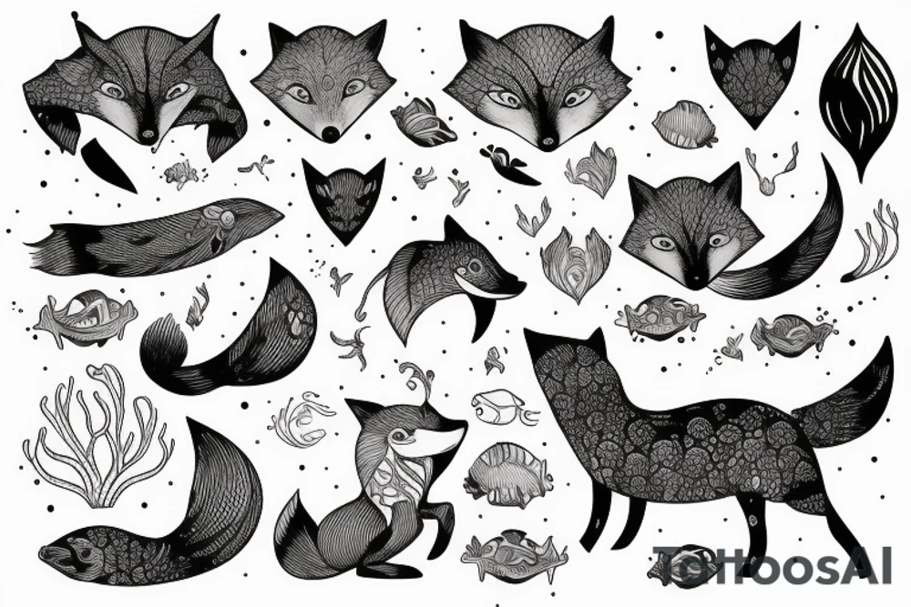 Scuba diving Fox tattoo idea