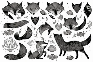 Scuba diving Fox tattoo idea