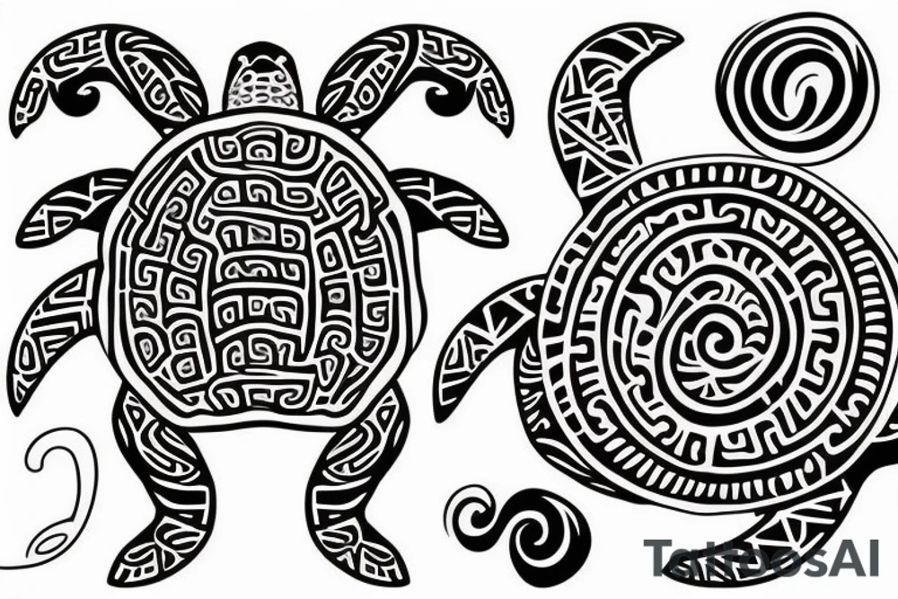 Turtle with a treble clef on its shell tattoo idea