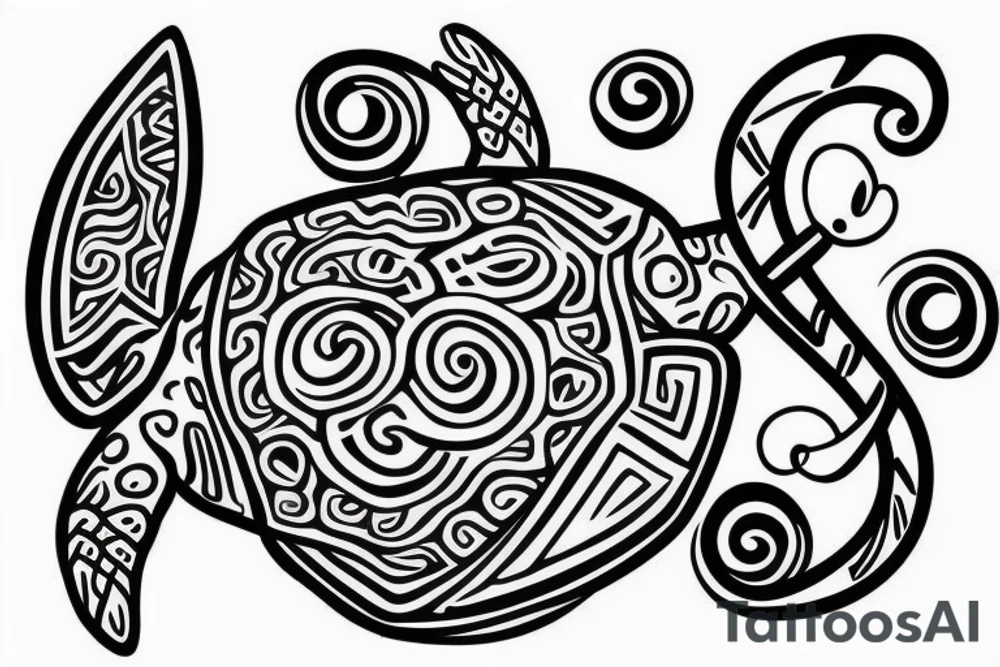 Turtle with a treble clef on its shell tattoo idea