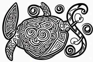 Turtle with a treble clef on its shell tattoo idea