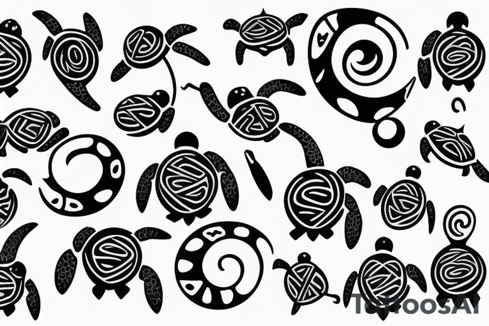 Turtle with a treble clef on its shell tattoo idea