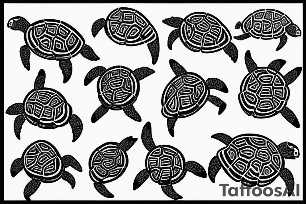 Turtle with a treble clef on its shell tattoo idea