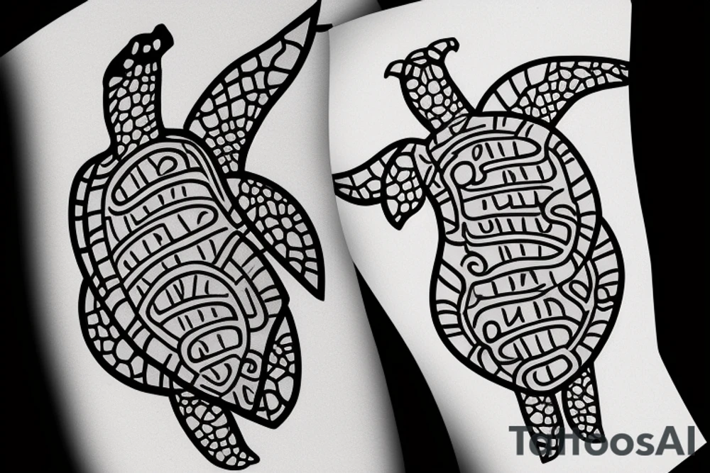 A Turtle with a treble clef on its shell tattoo idea