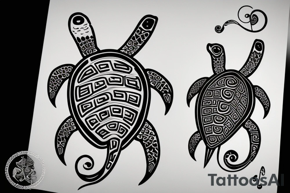 A Turtle with a treble clef on its shell tattoo idea
