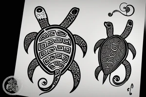 A Turtle with a treble clef on its shell tattoo idea