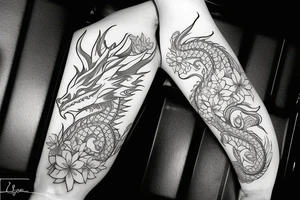 Dragon covered in flowers tattoo idea