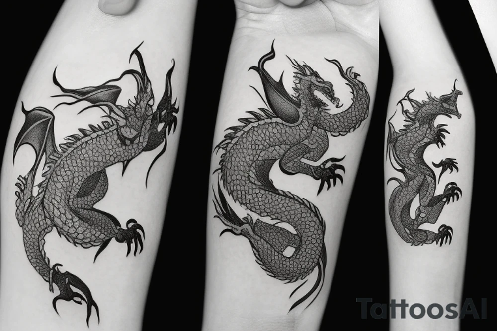 Dragon covered in flowers tattoo idea