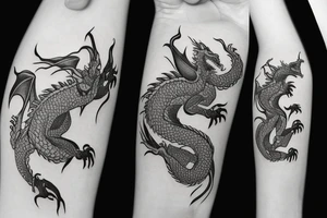 Dragon covered in flowers tattoo idea