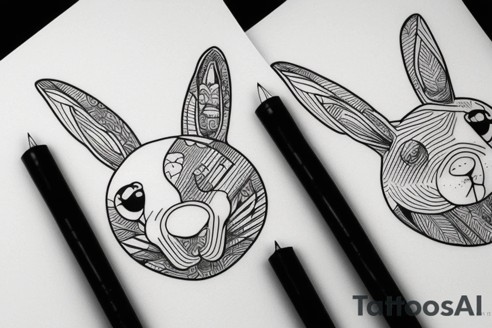 One line rabbit tattoo idea