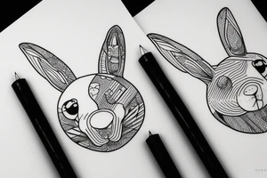 One line rabbit tattoo idea