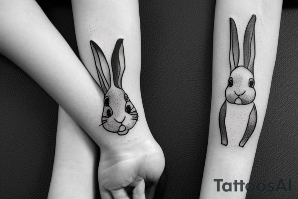 single line rabbit tattoo idea