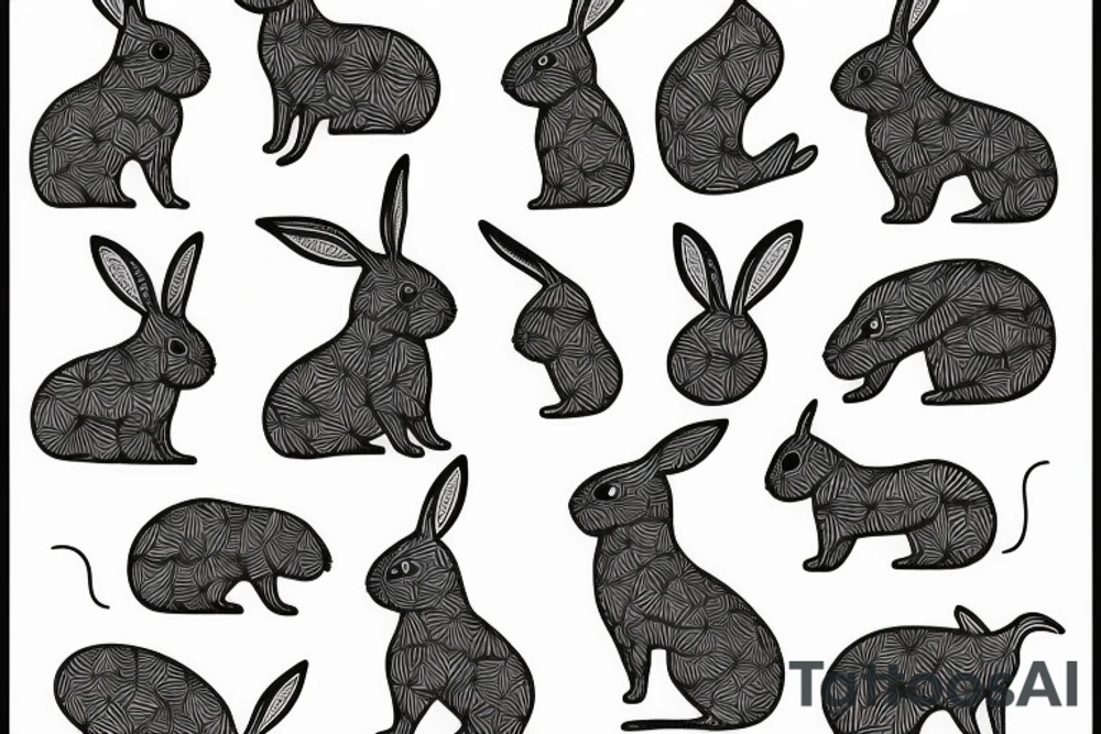 fine line rabbit tattoo idea