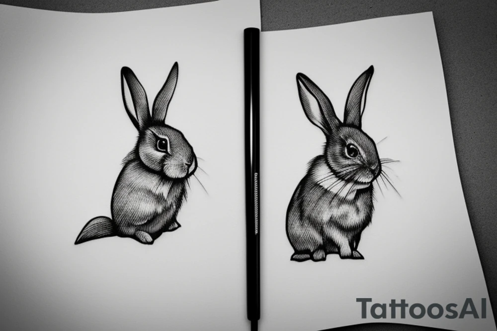 small fine line rabbit tattoo idea