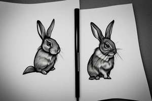 small fine line rabbit tattoo idea