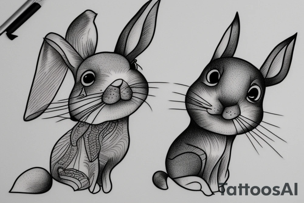 small fine line rabbit tattoo idea