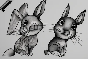small fine line rabbit tattoo idea