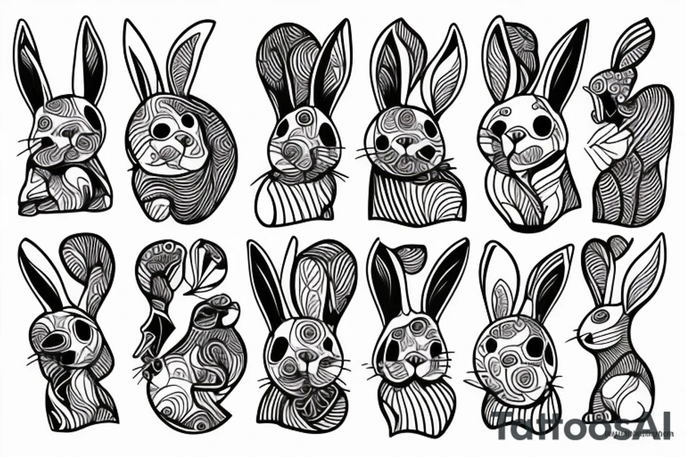 one fine line rabbit tattoo idea