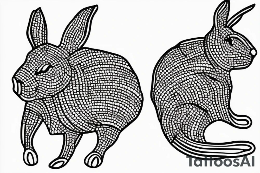 one fine line rabbit tattoo idea