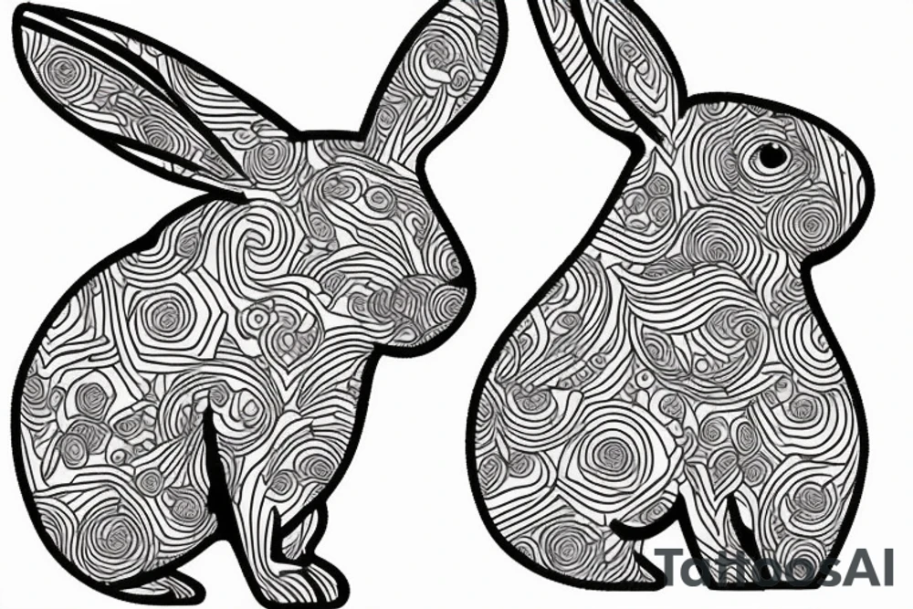 one fine line rabbit tattoo idea