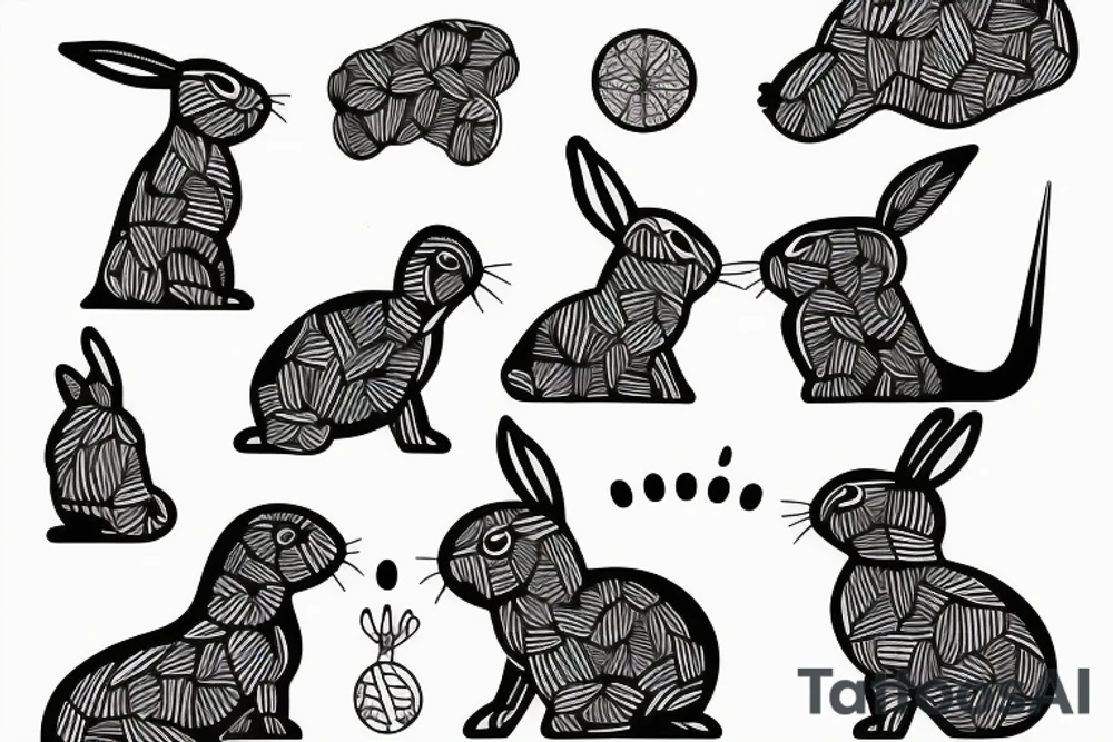 one fine line rabbit tattoo idea