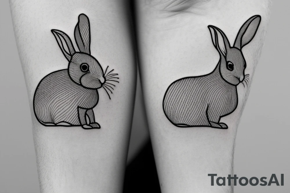 one fine line rabbit tattoo idea