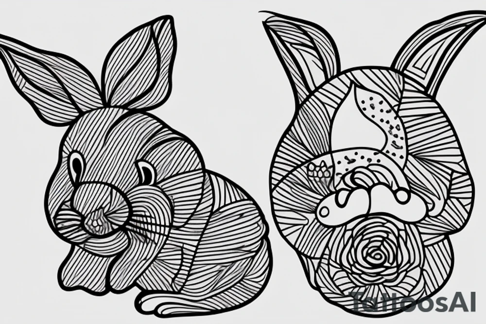 one fine line rabbit tattoo idea