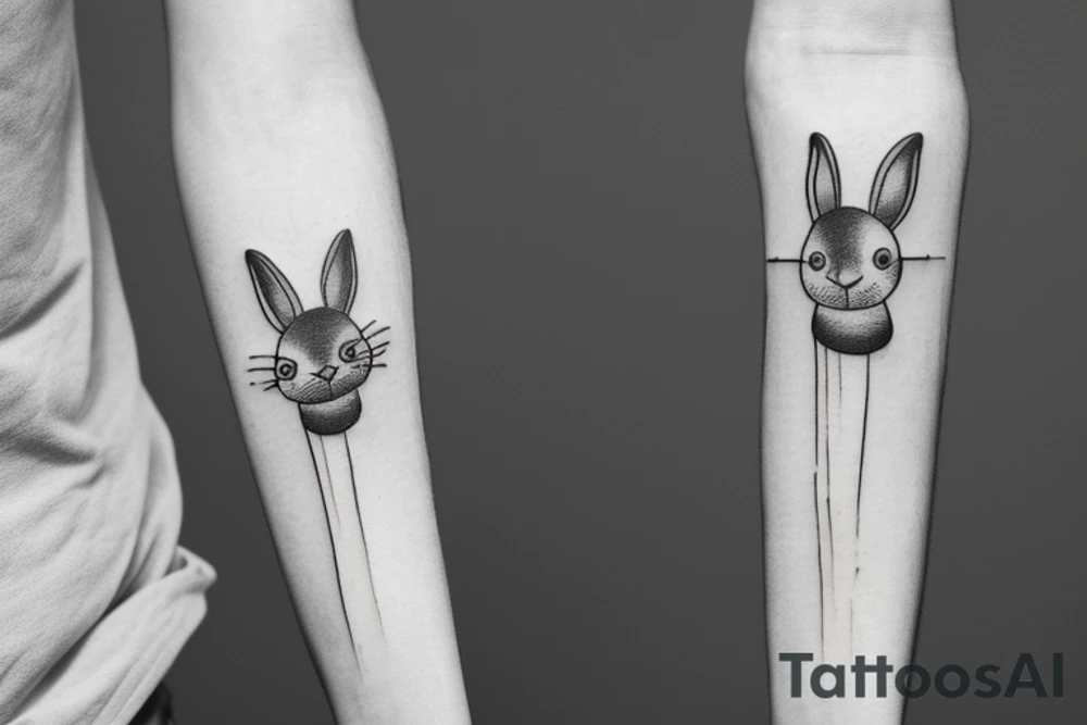 one fine line rabbit tattoo idea