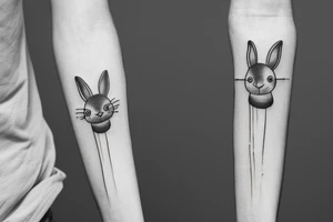 one fine line rabbit tattoo idea