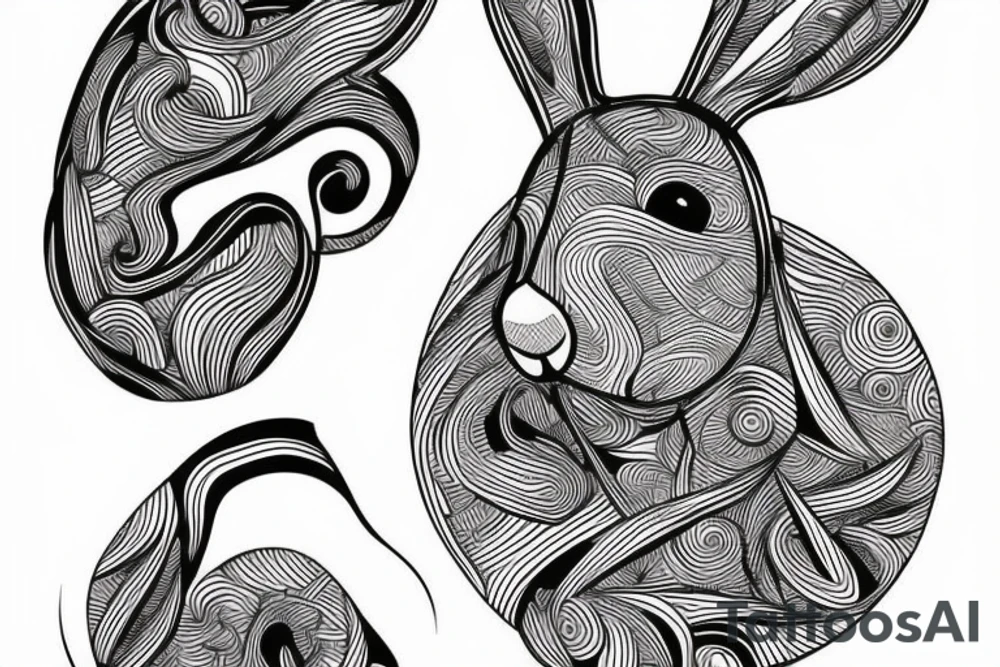 one fine line rabbit tattoo idea