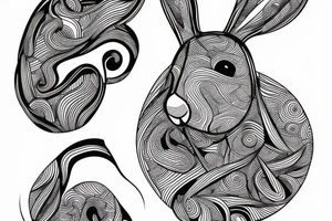 one fine line rabbit tattoo idea