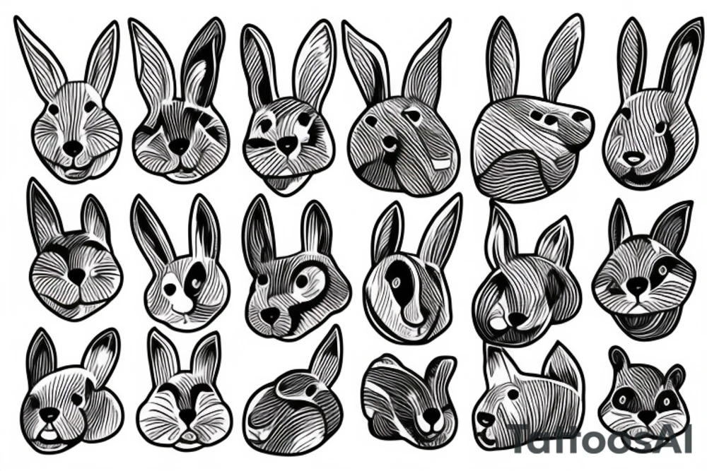 one fine line rabbit tattoo idea