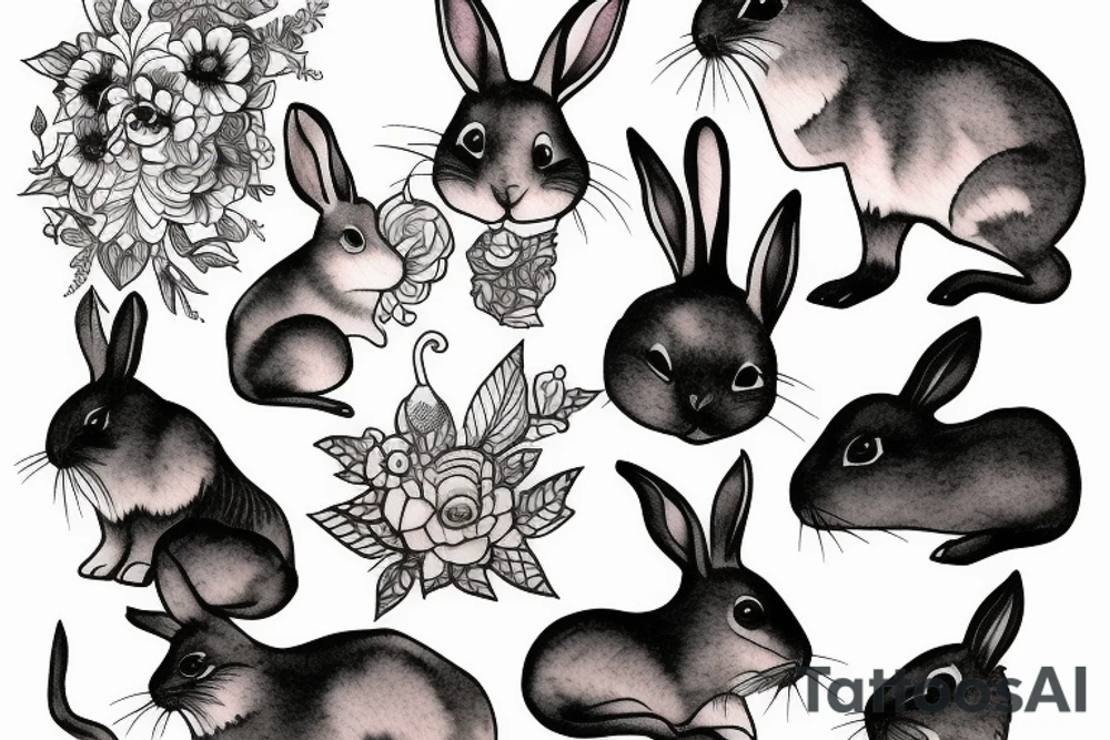 one fine line rabbit tattoo idea