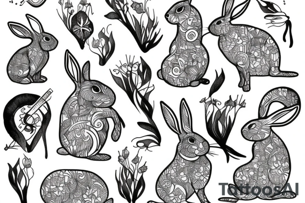 one fine line rabbit tattoo idea