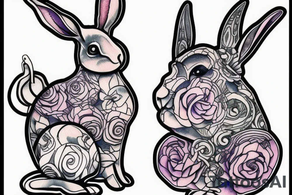 one fine line rabbit tattoo idea
