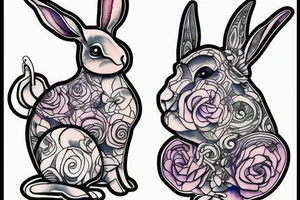 one fine line rabbit tattoo idea