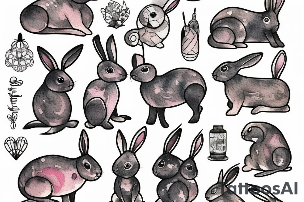 one fine line rabbit tattoo idea