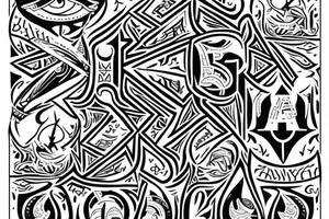 ambigram with " abraham ancy " with rossary tattoo idea