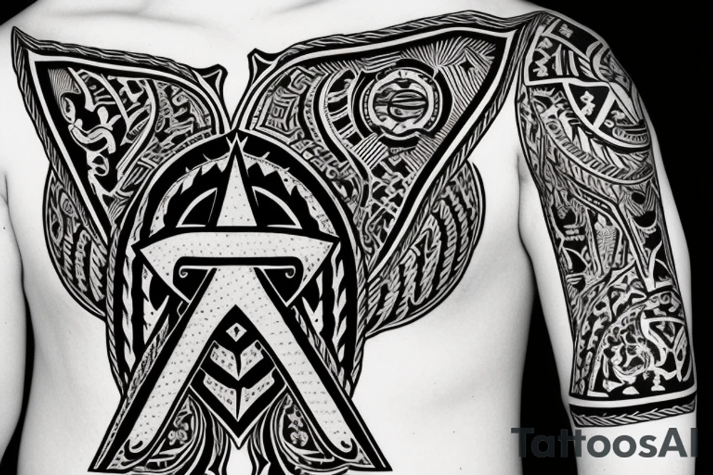 ambigram with " abraham ancy " with rossary tattoo idea