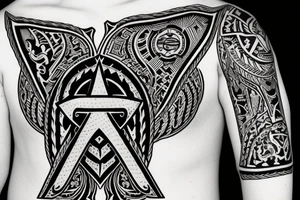 ambigram with " abraham ancy " with rossary tattoo idea