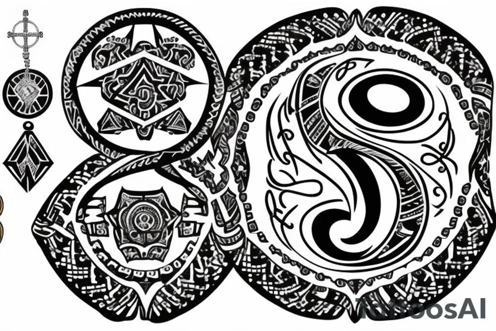 ambigram with " abraham ancy " with rosary tattoo idea