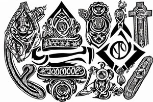 ambigram with " abraham ancy " with rosary tattoo idea
